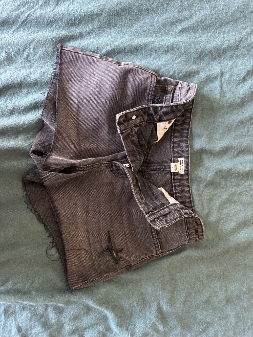 Billabong Washed Black High-Rise Denim Cutoff Shorts